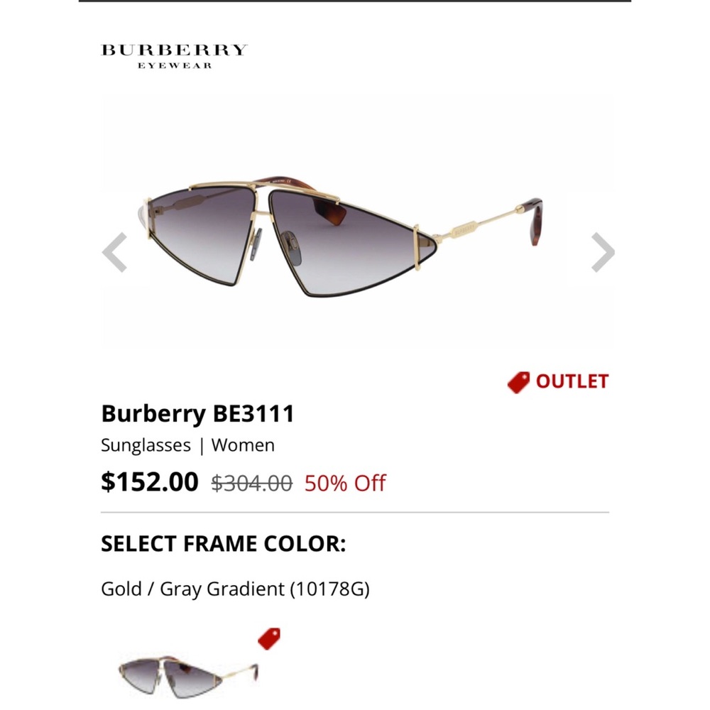 Burberry triangular shaped lens sunglasses